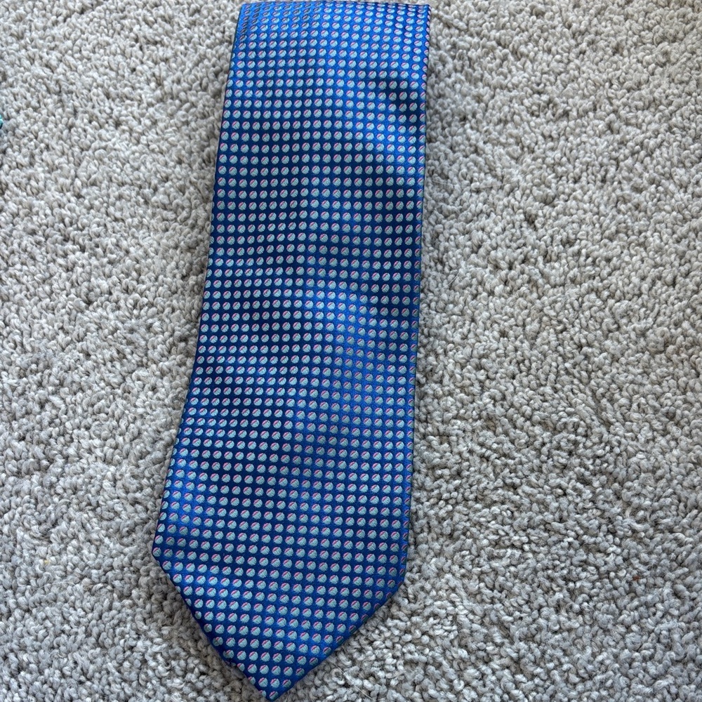 Charvet Blue and White Patterned Tie